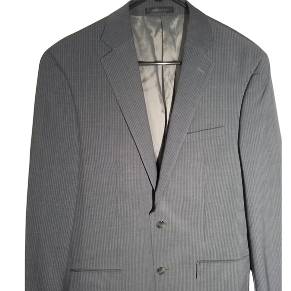 NWT Calvin Klein Gray Suit Jacket Wool Blend 40L Single-Breasted - Picture 2 of 5